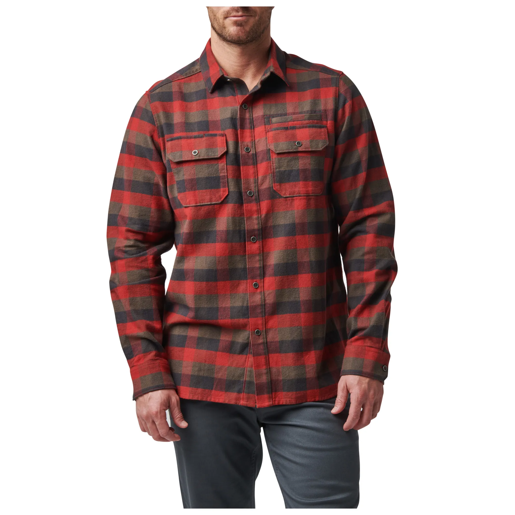 Lester L/S Shirt RED BRBN Plaid, XL