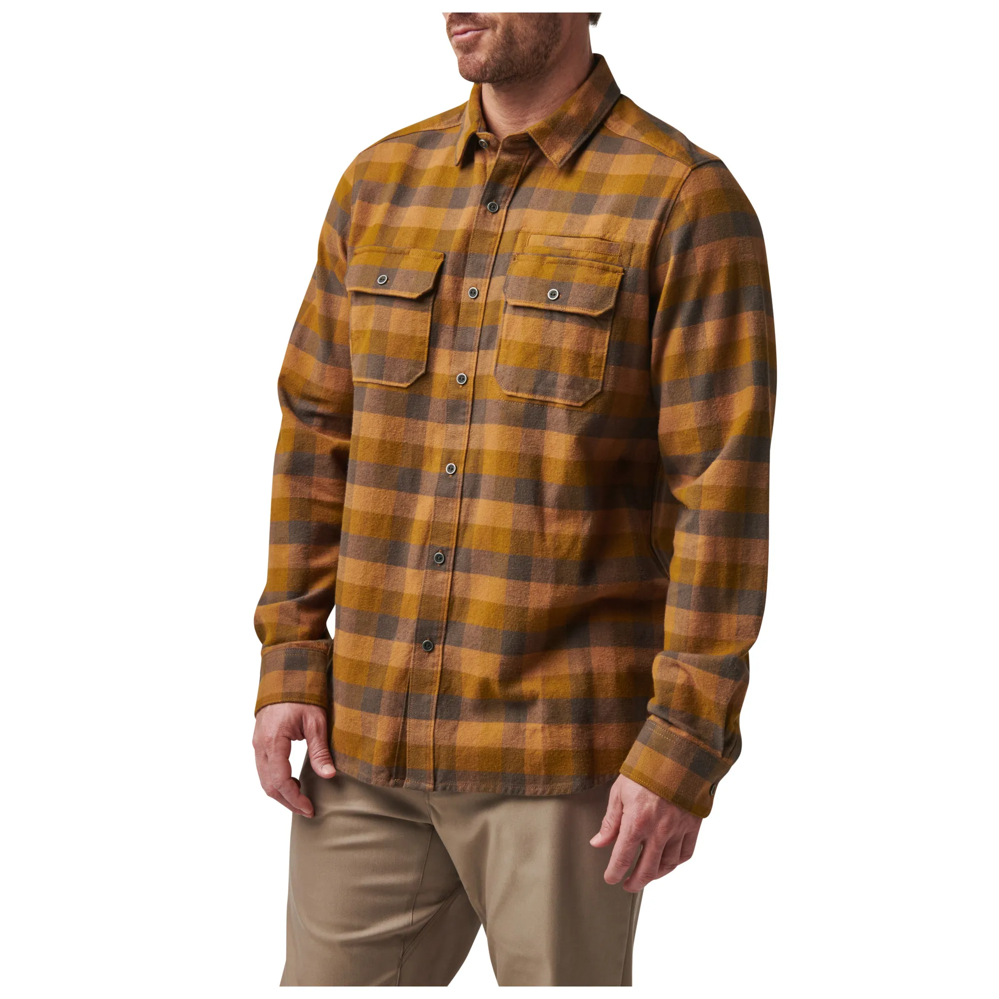 Lester L/S Shirt Brown Duck Plaid, XL