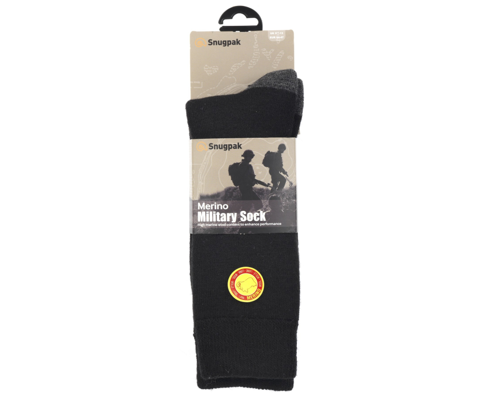 Merino Military Sock Black UK 9.5-13