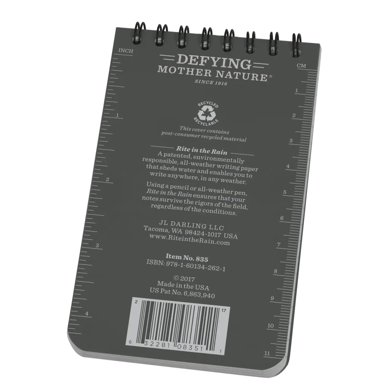 Notebook, Top Spiral, 7,5 x 12,5 cm, Grey