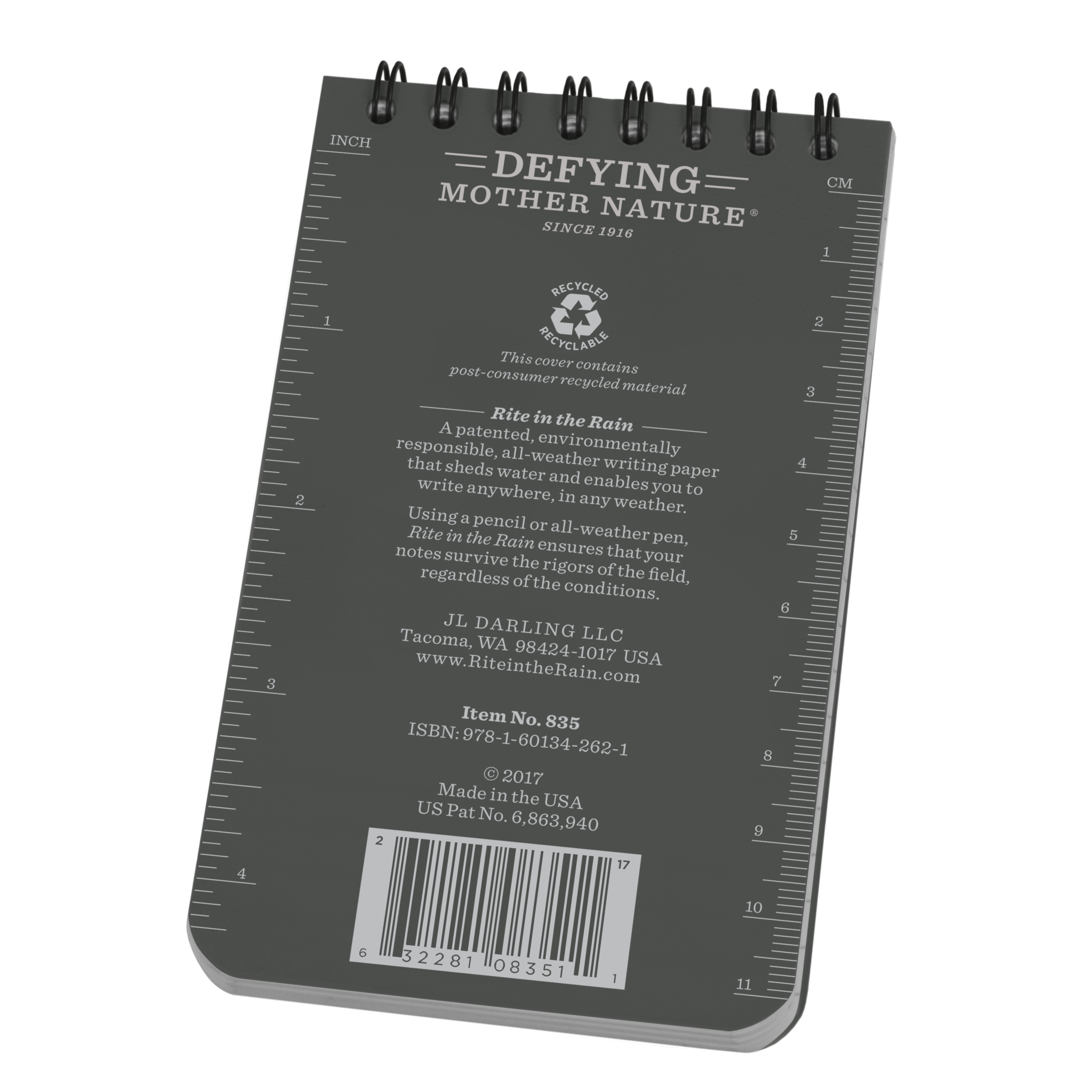 Notebook, Top Spiral, 7,5 x 12,5 cm, Grey