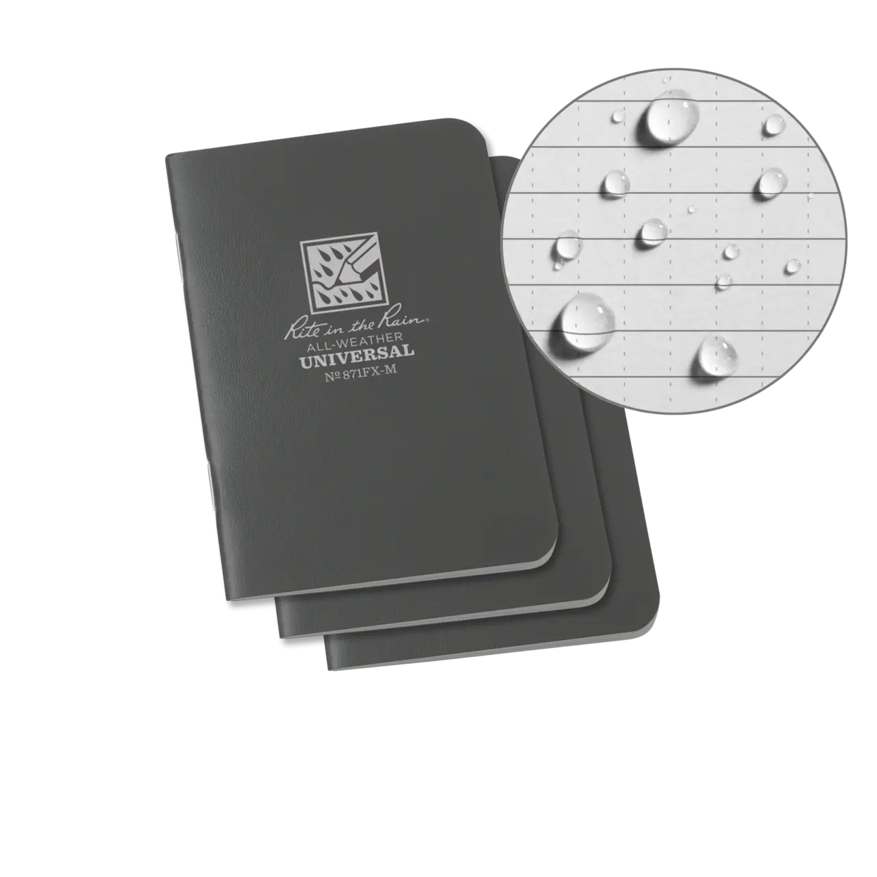 Mini Notebook 12 x 8 cm, Universal, 3-pack, Grey