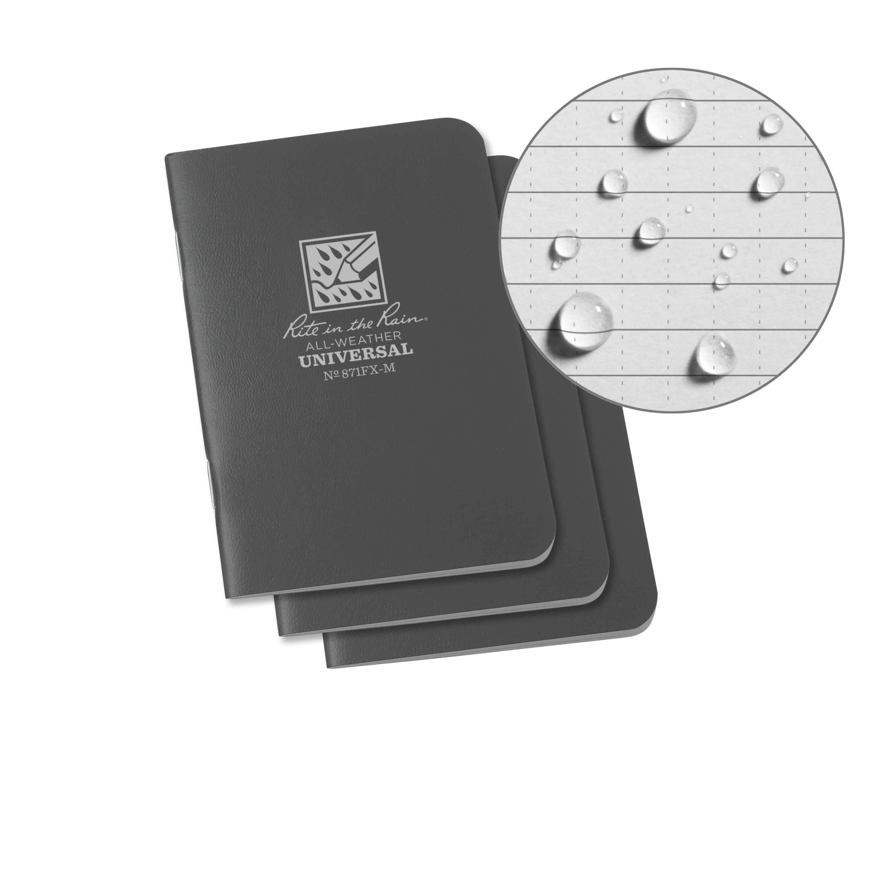 Mini Notebook 12 x 8 cm, Universal, 3-pack, Grey