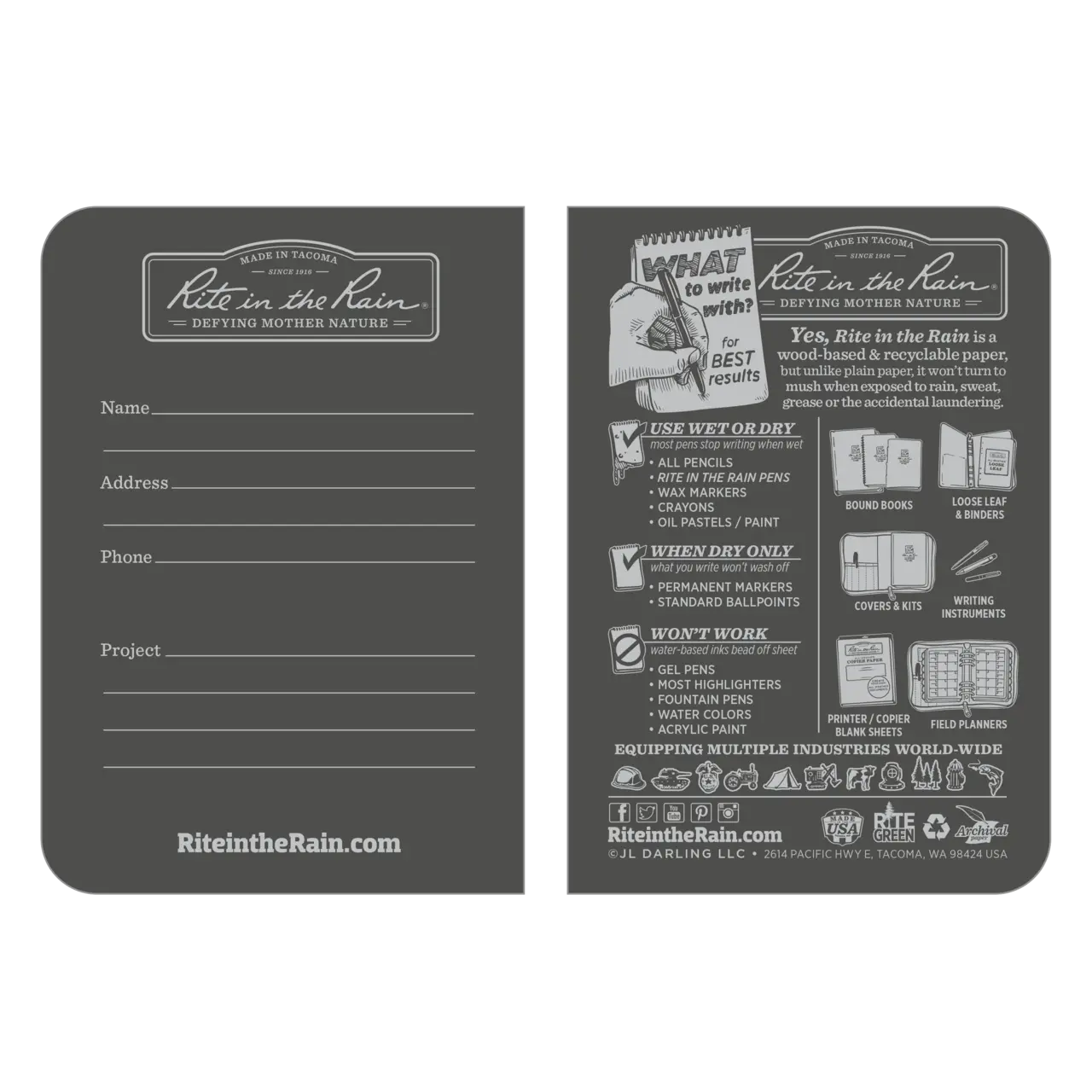 Mini Notebook 12 x 8 cm, Universal, 3-pack, Grey