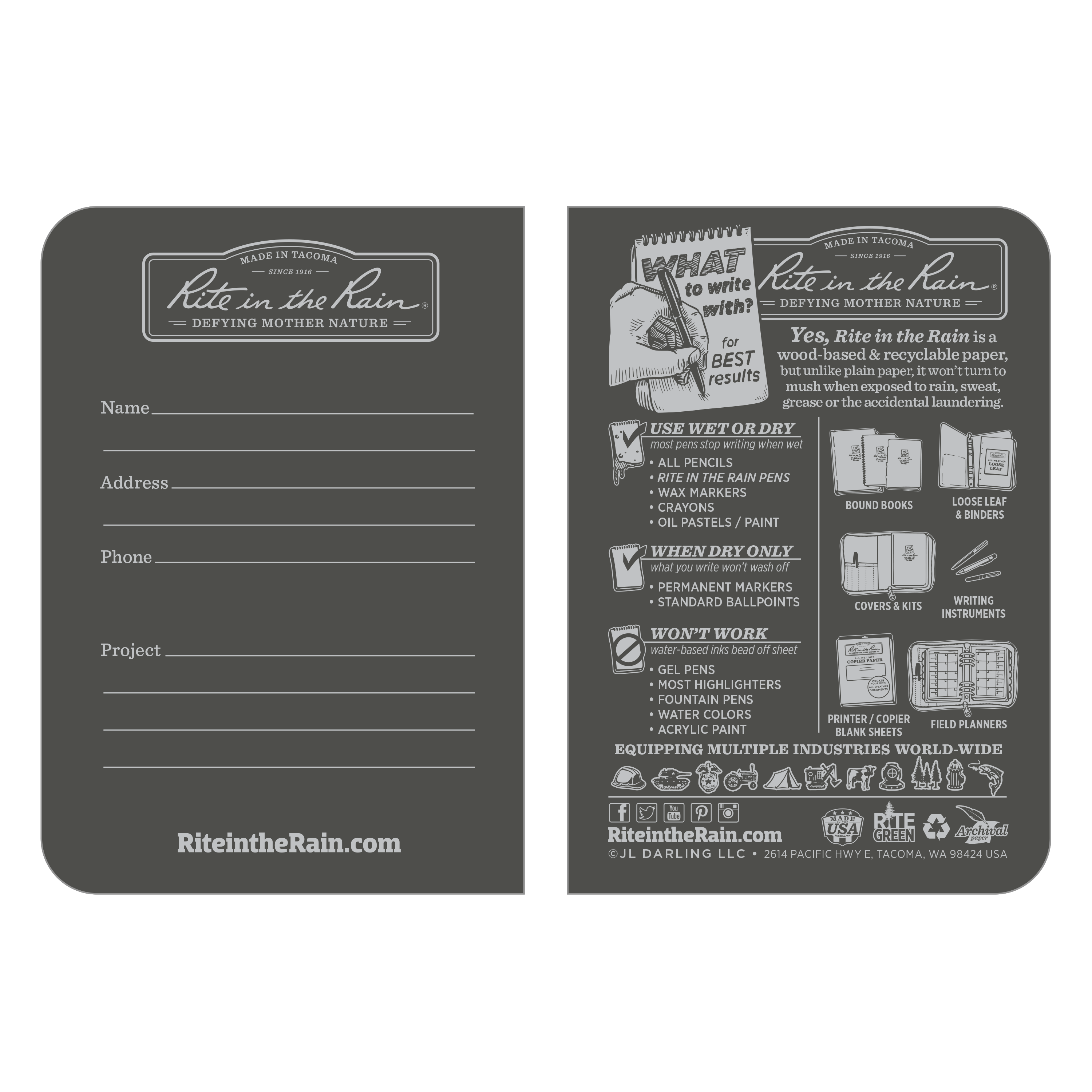 Mini Notebook 12 x 8 cm, Universal, 3-pack, Grey