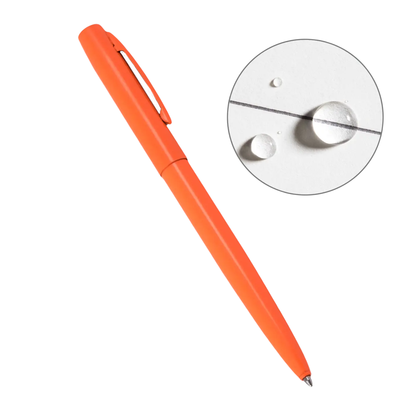 ALL WEATHER PEN - CLICKER - METAL - BLAZE ORANGE - BLACK INK