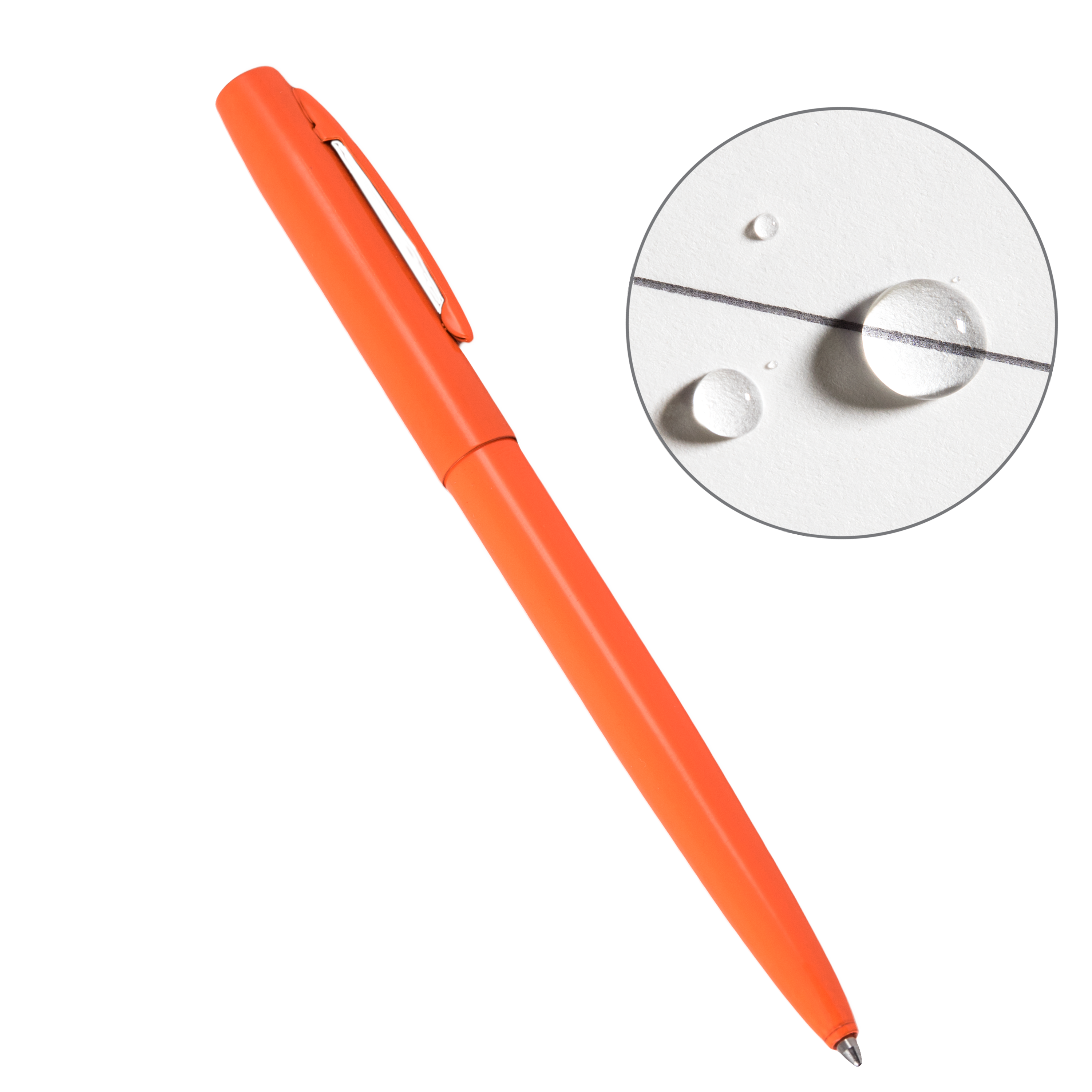 ALL WEATHER PEN - CLICKER - METAL - BLAZE ORANGE - BLACK INK