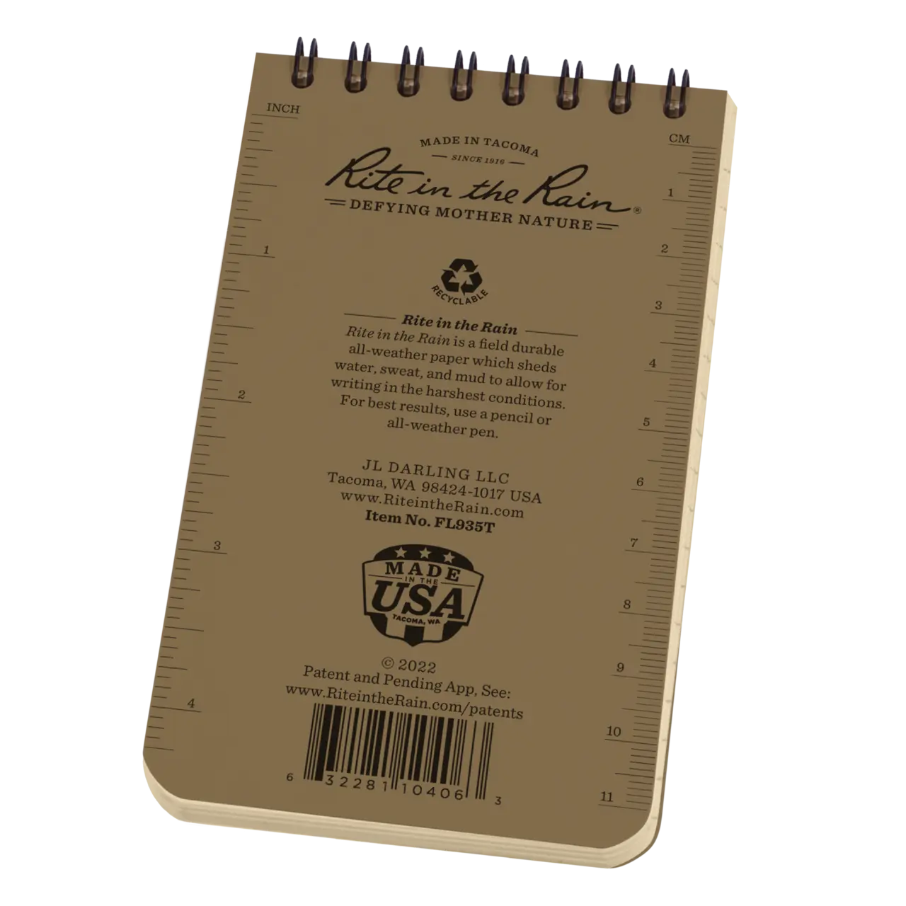 Top Spiral Notebook  - Tan Flag - 7 x 12 cm