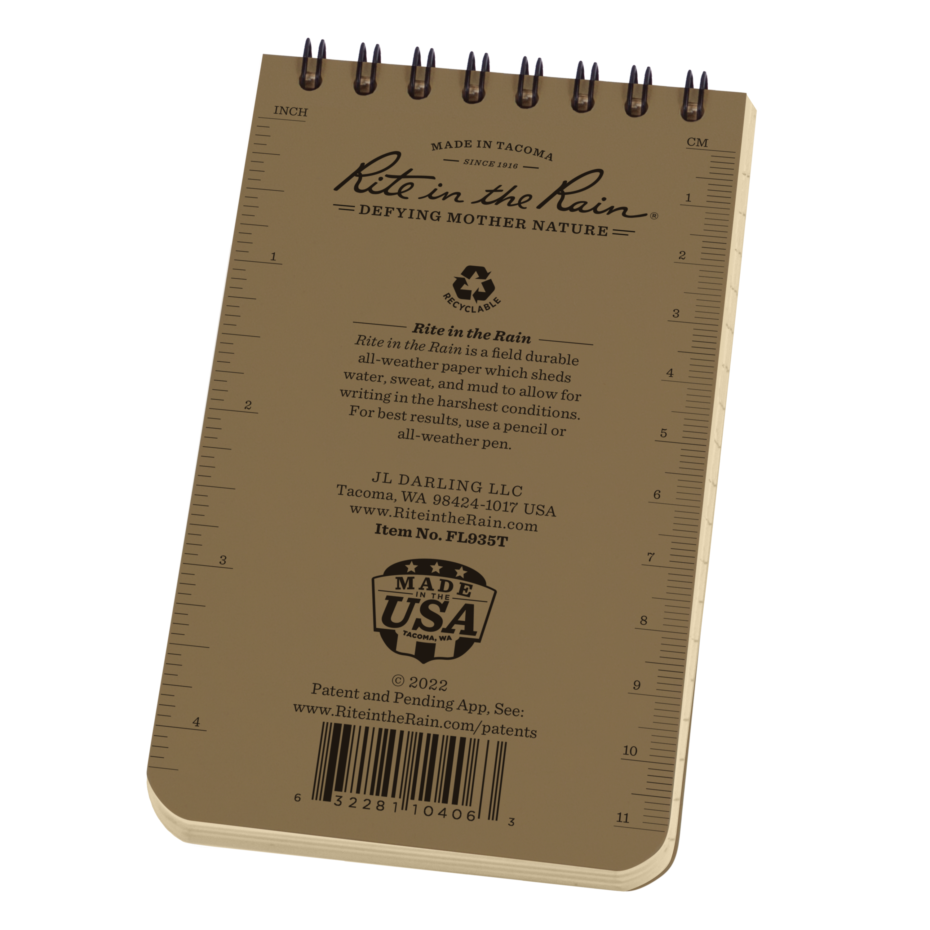 Top Spiral Notebook  - Tan Flag - 7 x 12 cm