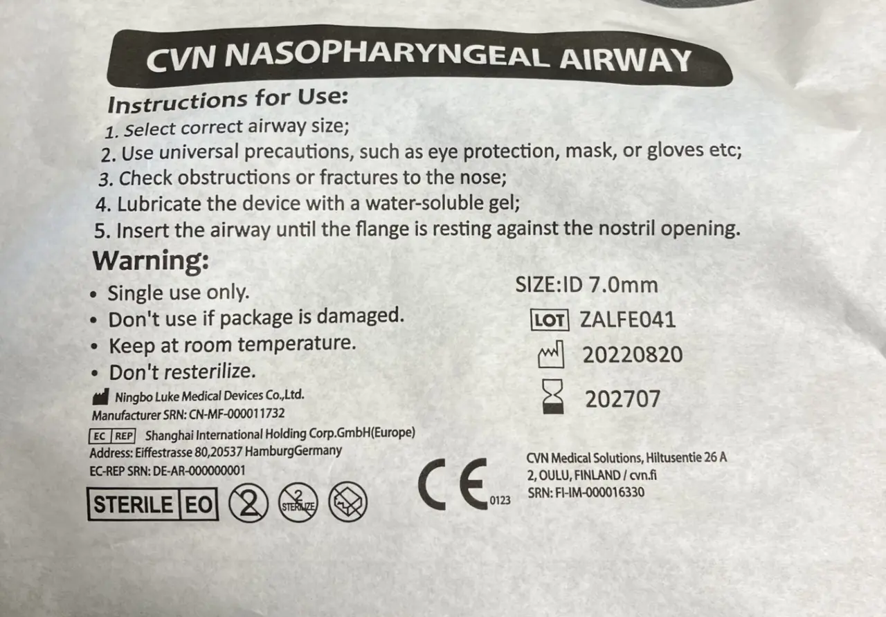 CVN Nasopharyngeal Airway 28FR