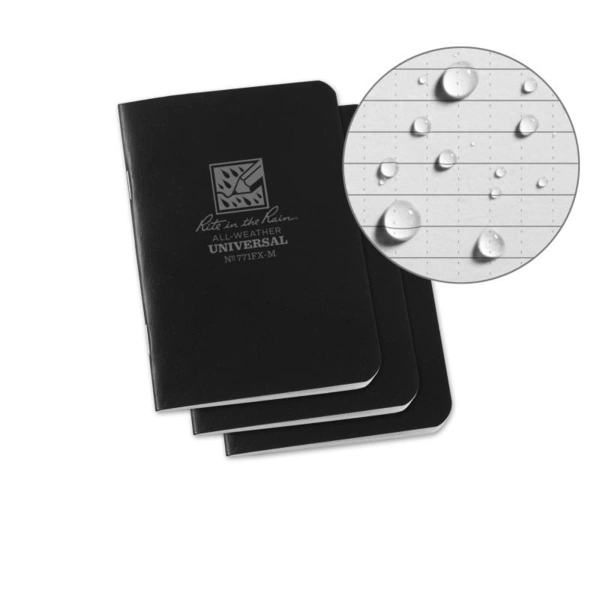 MINI NOTEBOOK - 12 x 8 cm - UNIVERSAL - Black - 3 PACK