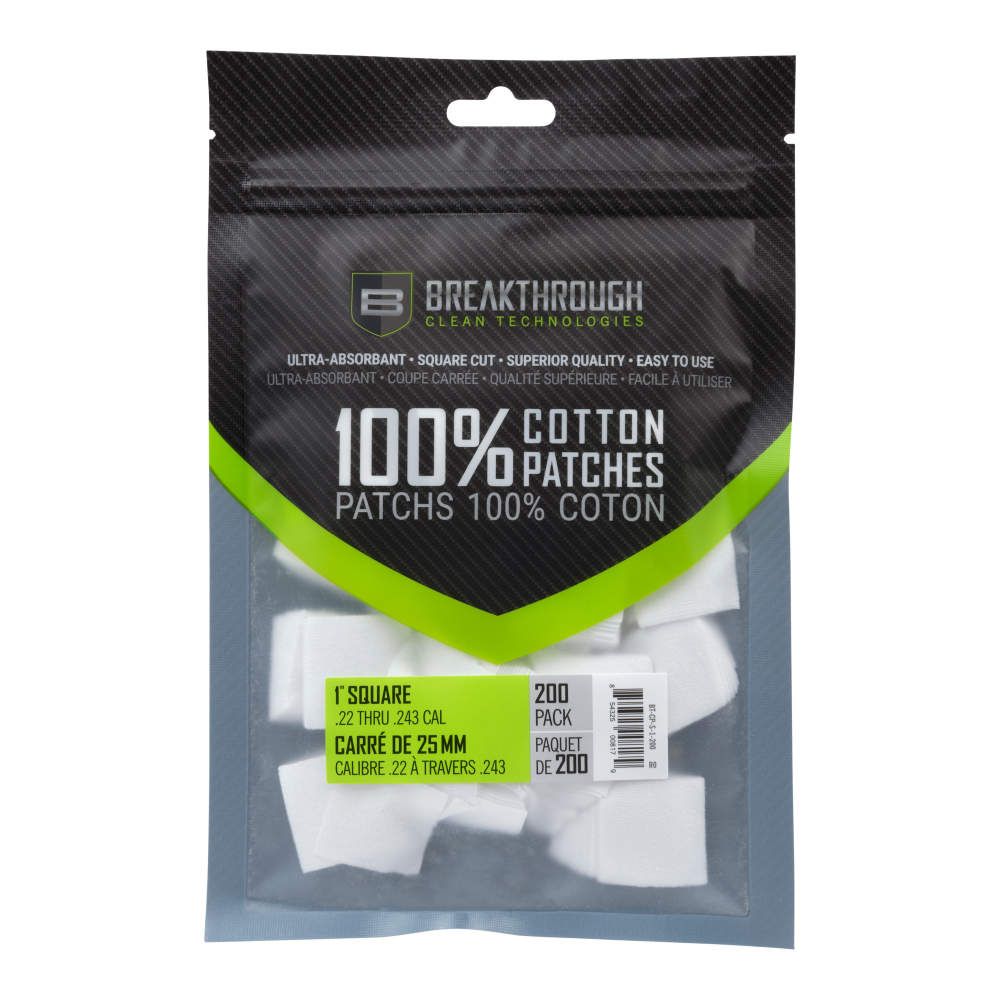 Square Cotton Patches 1" X 1" 200pcs / .22-243 CALIBER