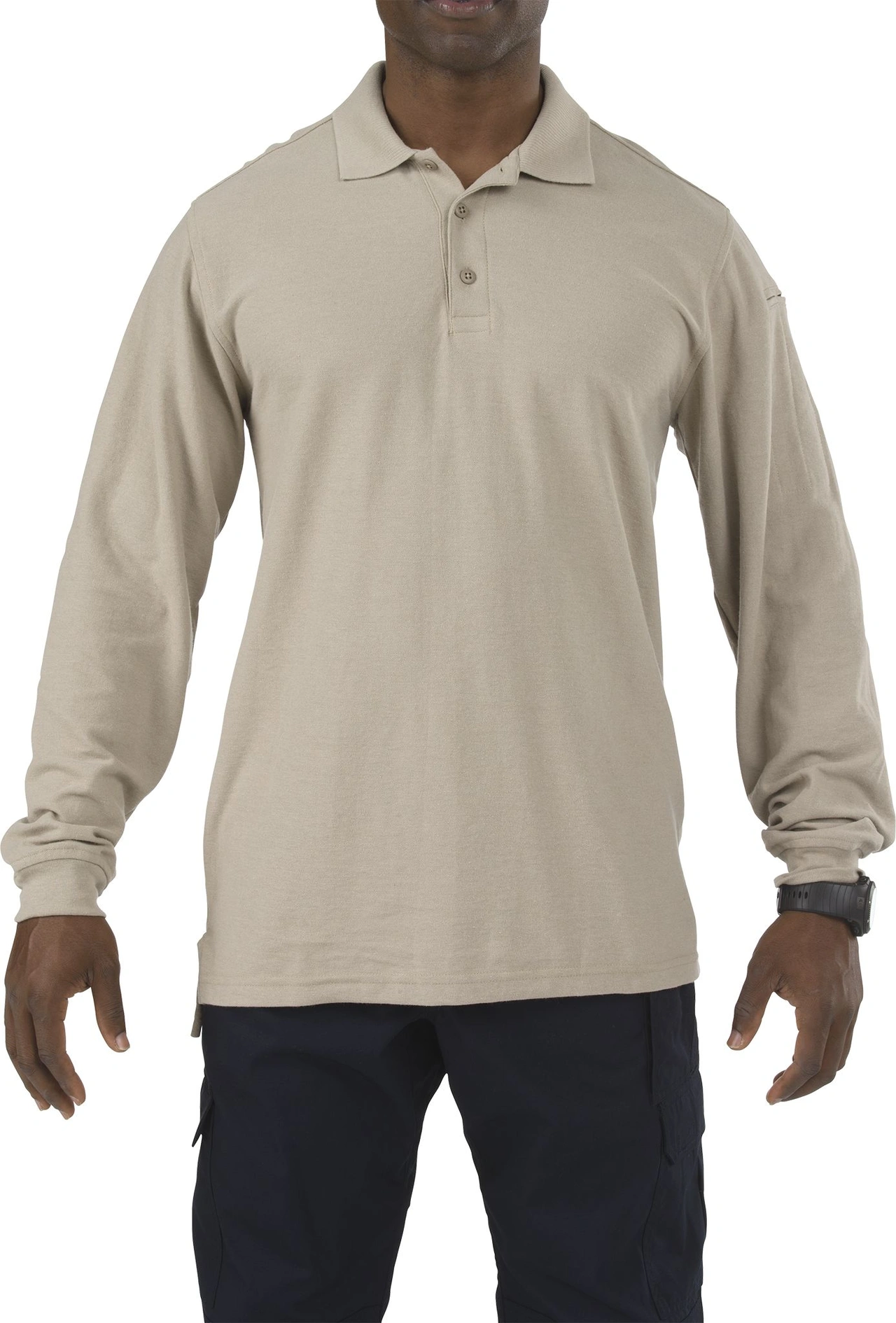 Utility Polo Long Sleeve Silver Tan Large