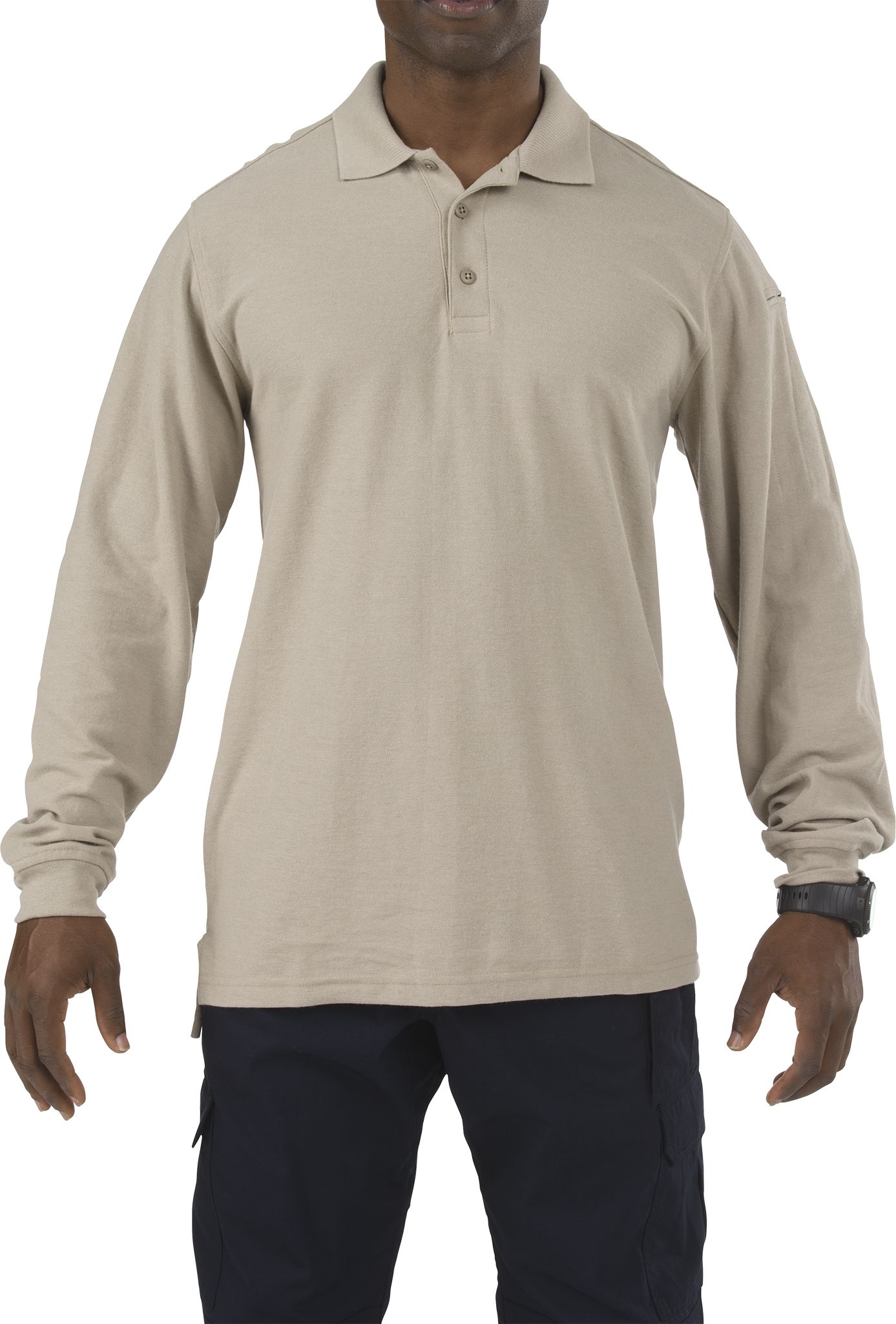 Utility Polo Long Sleeve Silver Tan