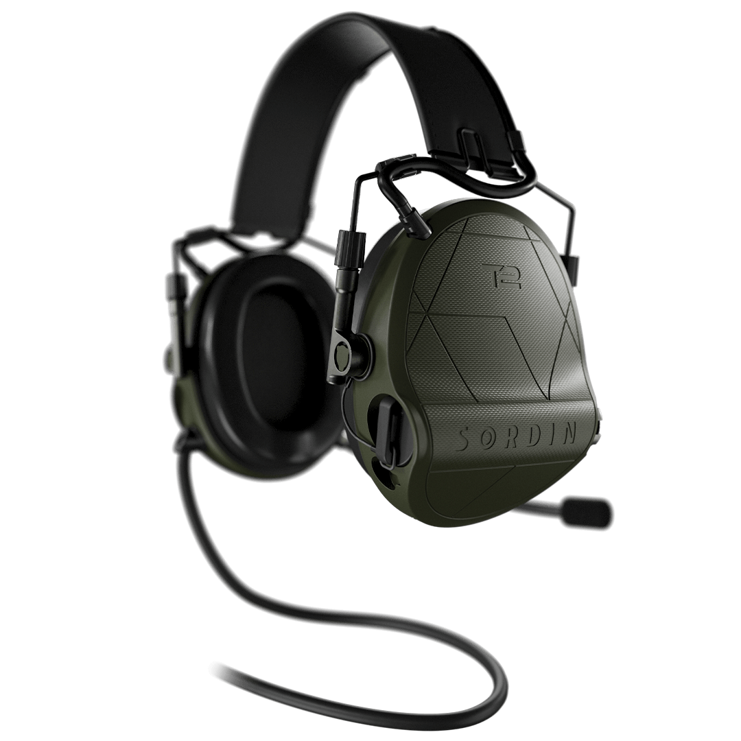 Sordin Supreme T2 CC - Green Headband Leather Memory Foam