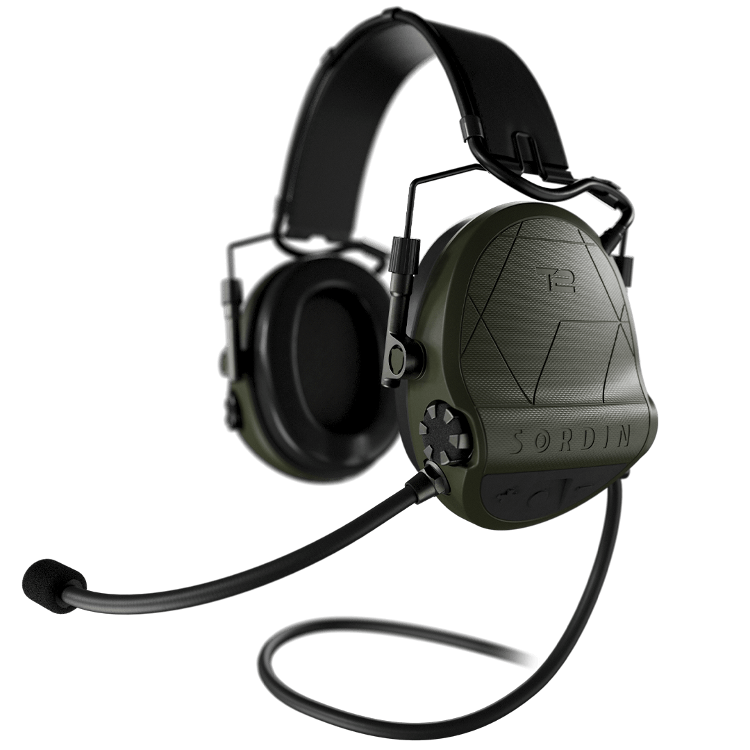 Sordin Supreme T2 CC - Green Headband Leather Memory Foam