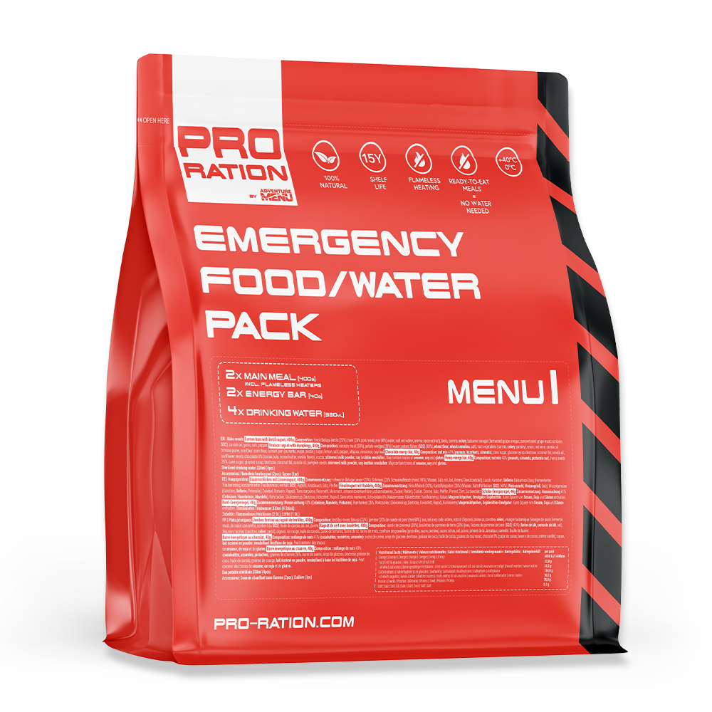 Pro Ration | Emergency Food/Water Pack Menu I | MRE | 2200g