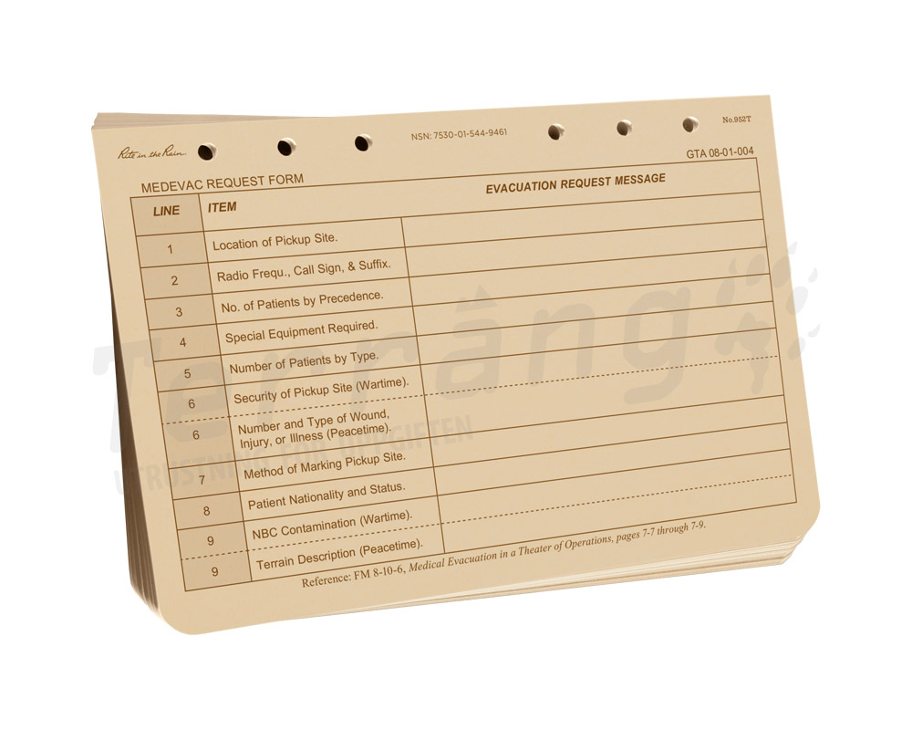 Loose Leaf Tan 9 Line MEDEVAC