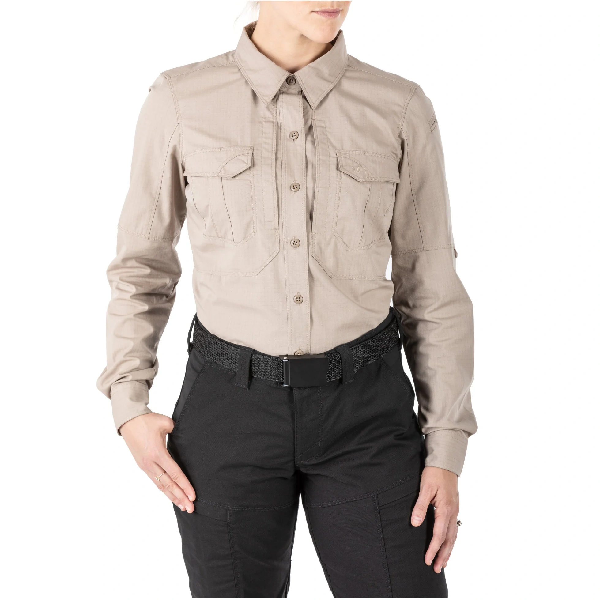 Wm Stryke Shirt L/S Shirt Khaki Large
