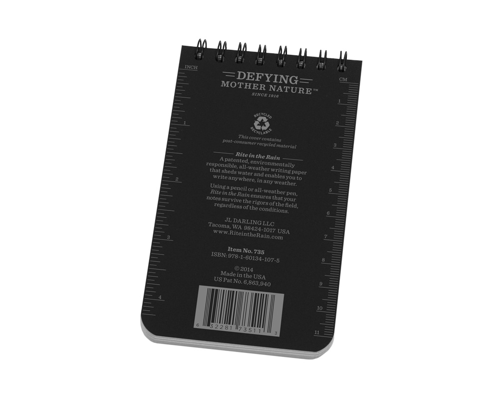 Notebook, Top Spiral, 7,5 x 12,5 cm Black