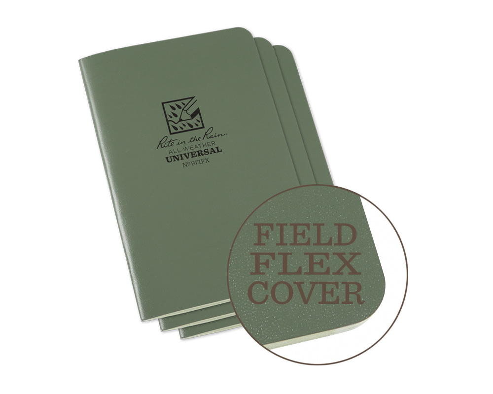 Stapled Notebook, Field Flex-Cover, Green, 3-Pack
