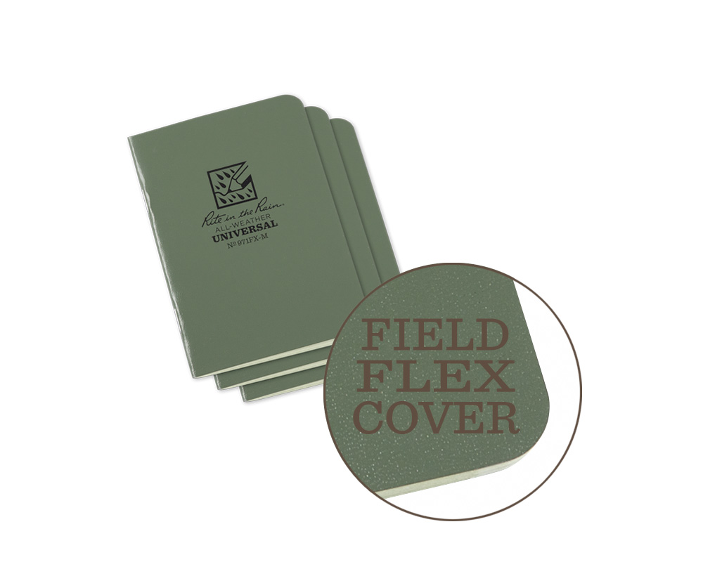 Stapled Notebook Mini Field Flex-Cover Green 3-P