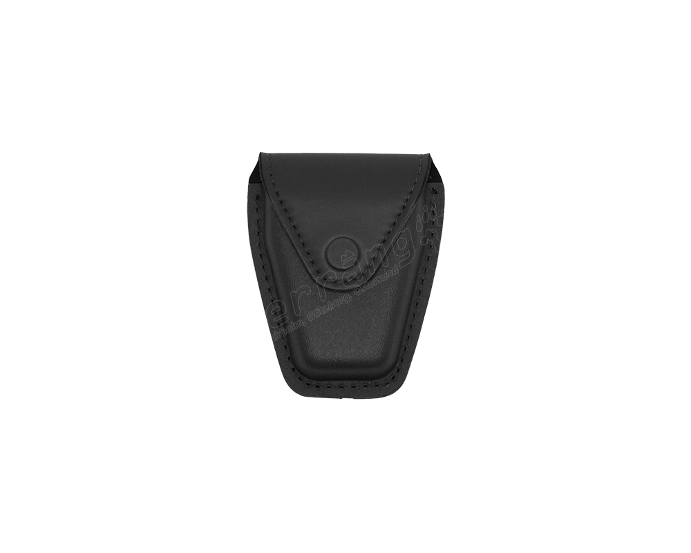 Handcuff Pouch Top Flap Leather Black